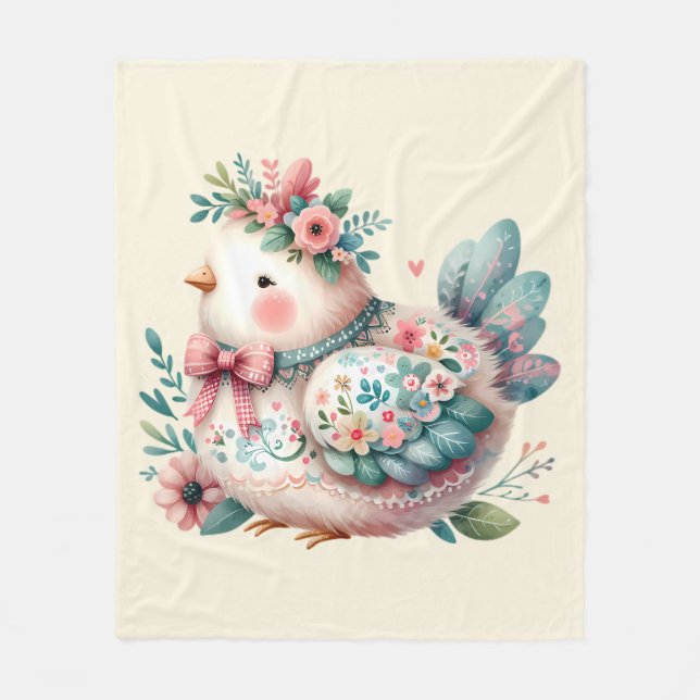 Couverture Polaire Oiseau folklorique floral au charme Pastel Boho (Devant)