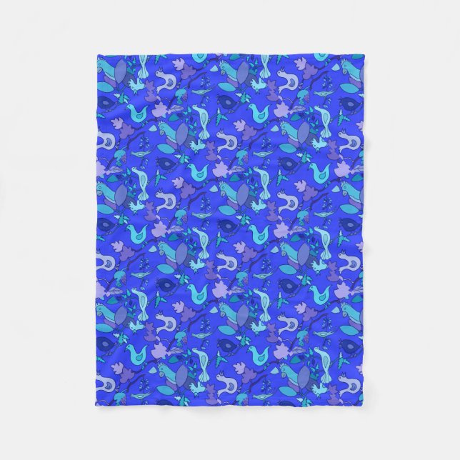 Couverture Polaire Oiseaux bleus (Devant)