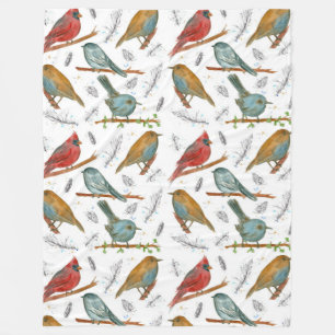 Couverture Polaire Oiseaux Cardinal Bluebird Chickadee