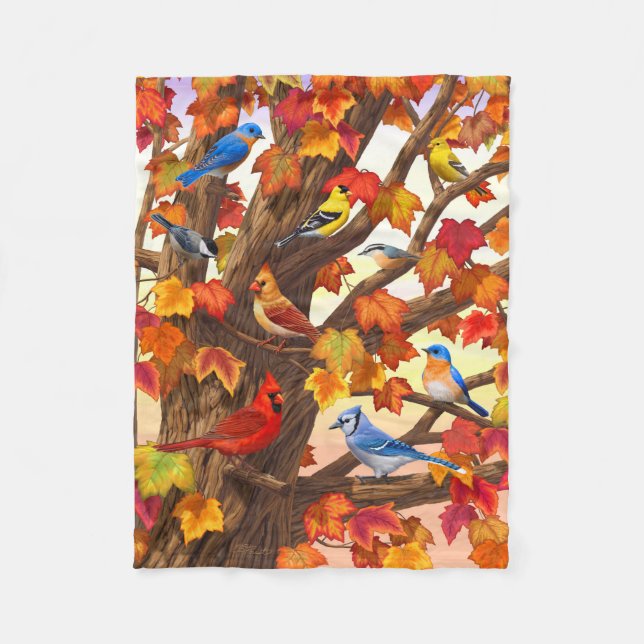 Couverture Polaire Oiseaux dans l'érable d'automne (Devant)