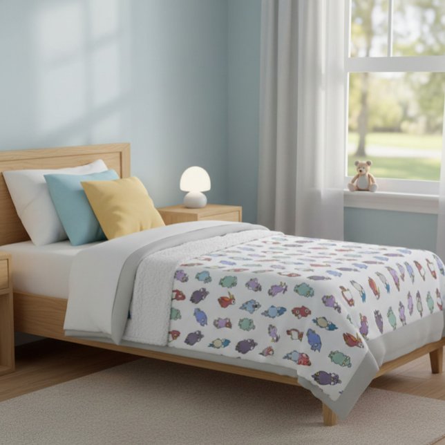 Couverture Polaire Oiseaux de caricature à lunettes (Créateur téléchargé)