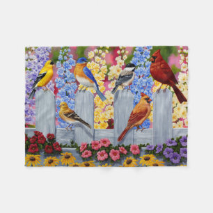 Couverture Polaire Oiseaux de printemps colorés Jardin Fête