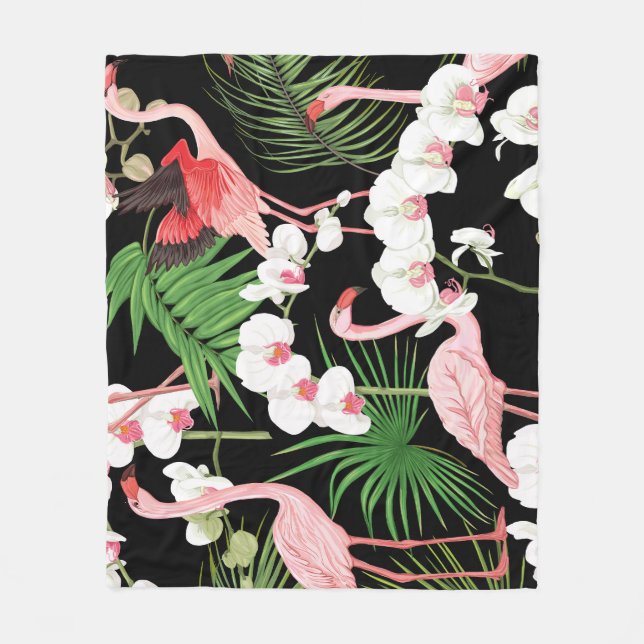 Couverture Polaire Oiseaux Plante tropicaux Illustration colorée (Devant)