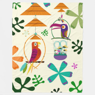 Couverture Polaire Oiseaux Tiki Moderne Vintage Rétro Chambre Personn