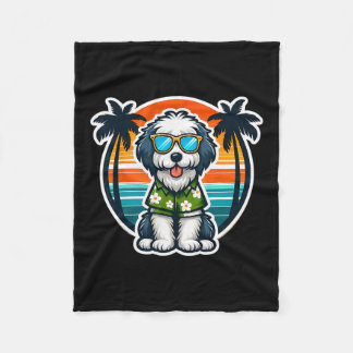 Couverture Polaire Old English Sheepdog Dog Owner Summer Vibes Vacati