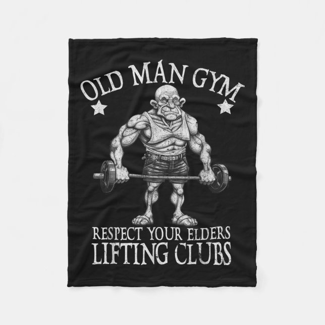 Couverture Polaire Old Man Gym Respect Your Elders Funny Workout Body (Devant)