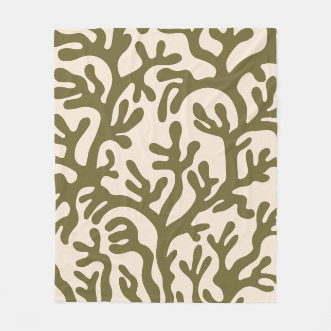 Couverture Polaire Olive Green Aesthétique Liquide Formes Organiques  (Devant)