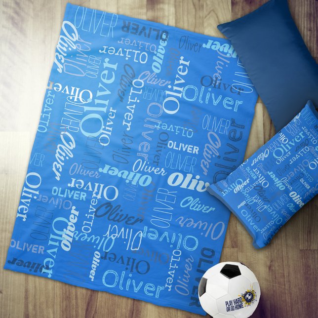 Couverture Polaire Oliver ton de nom personnalisé bleu (Créateur téléchargé)