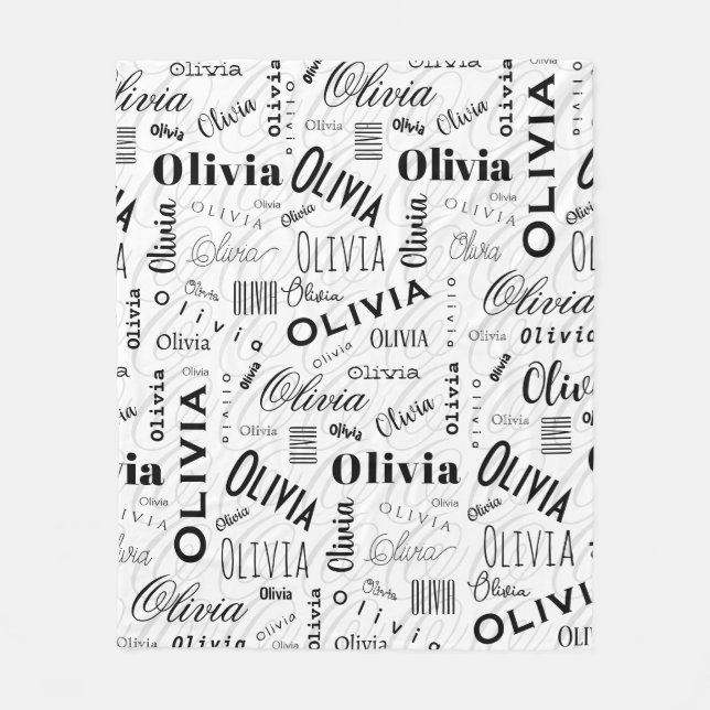 Couverture Polaire Olivia Custom Name Black White  (Devant)
