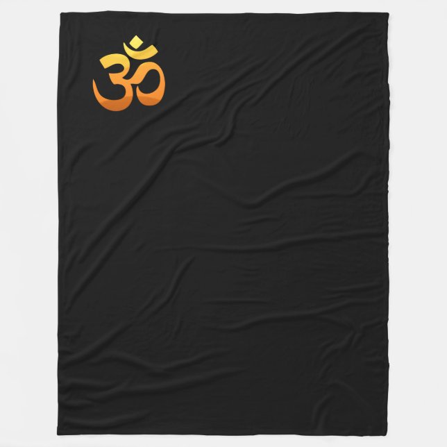 Couverture Polaire Om Mantra Symbole Blanche Or Soleil Méditation Yog (Devant)
