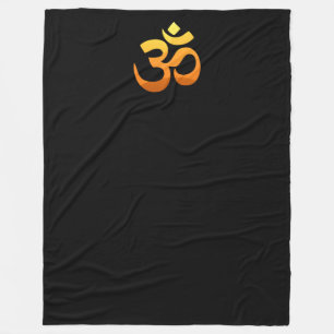 Couverture Polaire Om Mantra Symbole Or Soleil Méditation Yoga