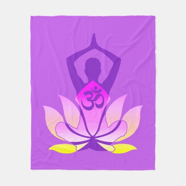 Couverture Polaire OM Namaste Spirituelle Lotus Fleur Yoga Pose Paste (Devant)