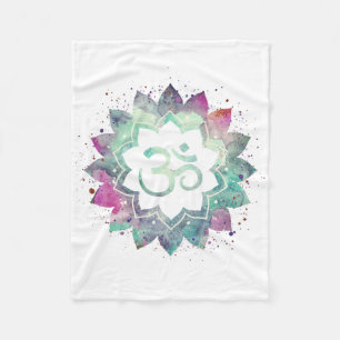 Couverture Polaire *~* OM Symbole Fleur Lotus Mandala Blanc Turquoise