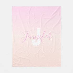 Couverture Polaire Ombre de couleur rose pâle et rose pâle Nom et mon