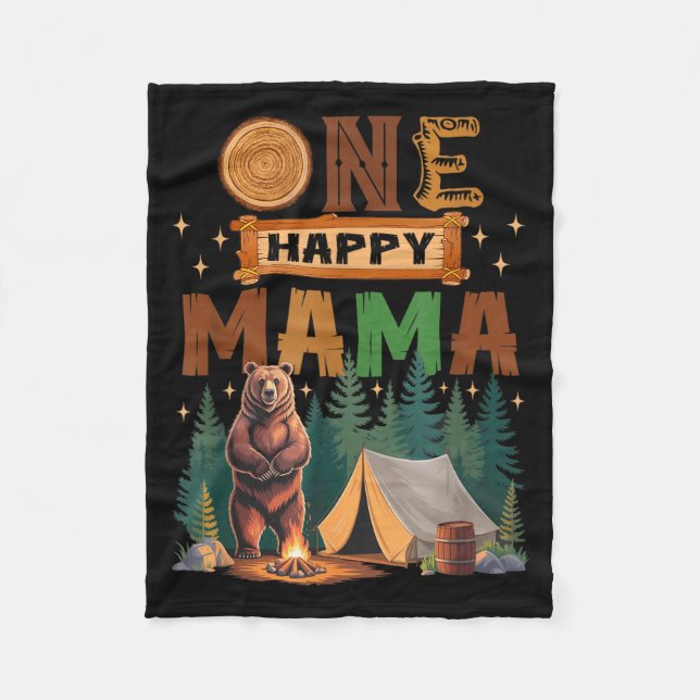 Couverture Polaire One Happy Mama Camper 1st Birthday Camng Bear  (Devant)
