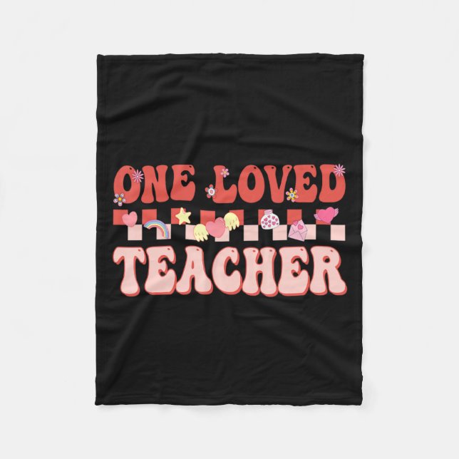 Couverture Polaire One Loved Teacher Happy Valentines Day Retro Groov (Devant)