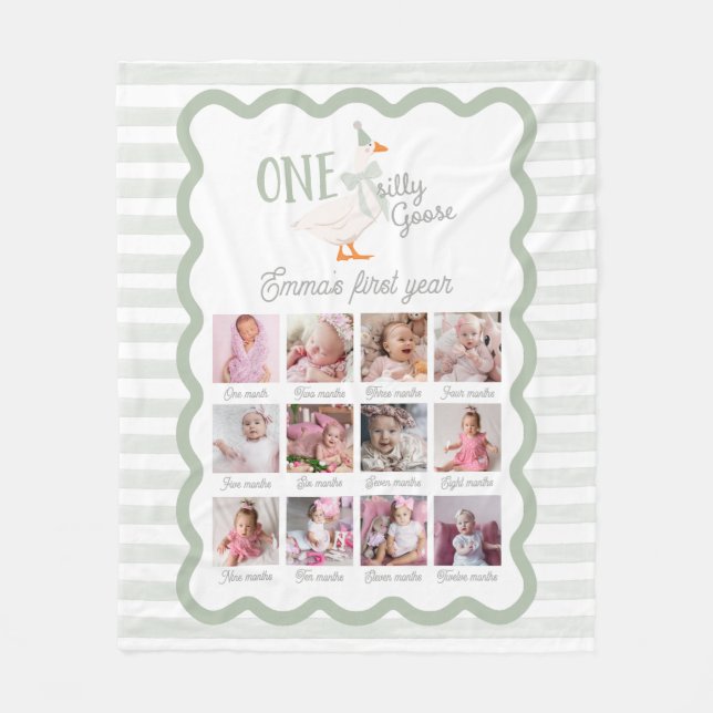 Couverture Polaire One Silly Goose 1st Birthday Photo Sign (Devant)