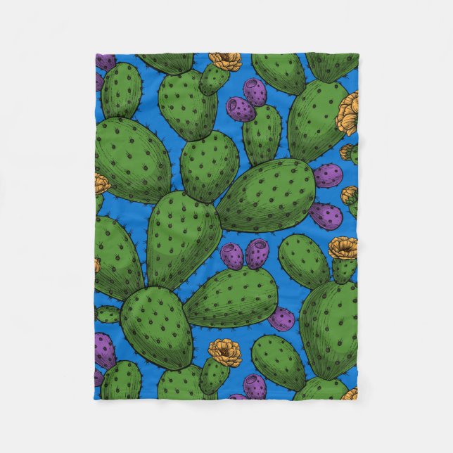 Couverture Polaire Opuntie de floraison en bleu (Devant)