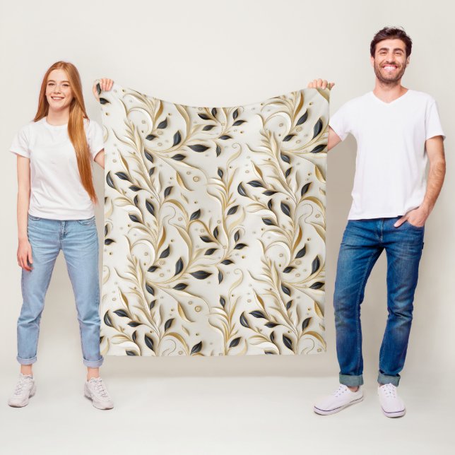 Couverture Polaire Or blanc glamour et noir Motifs sans couture (En situation)