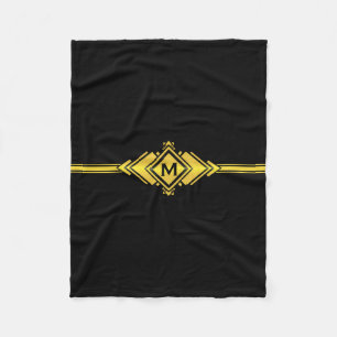 Couverture Polaire Or et monogramme noir de ceinture d'art déco