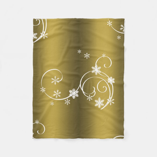 Couverture Polaire Or métallique, Fils blancs Noël (Devant)