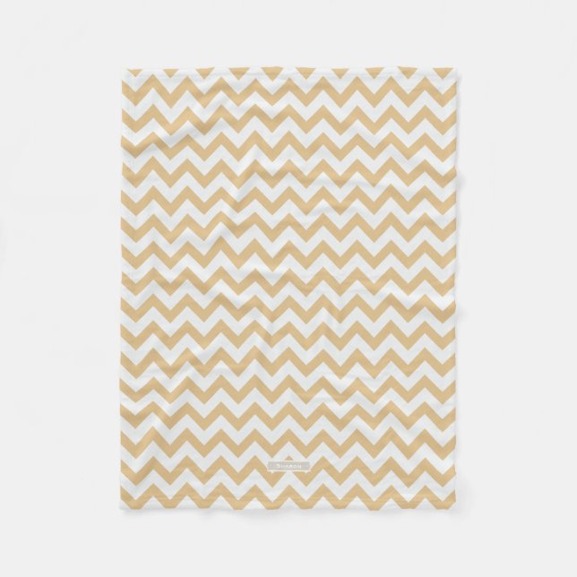 Couverture Polaire Or neutre moderne et motif blanc de chevron (Devant)
