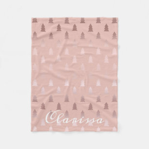Couverture Polaire Or rose élégant et motif rose d'arbre de Noël