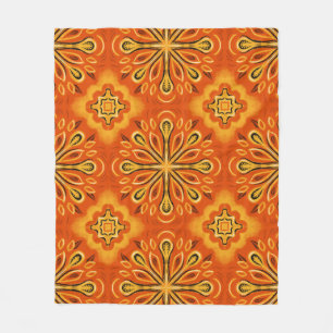 Couverture Polaire Orange Boho Abstrait Motif décoratif