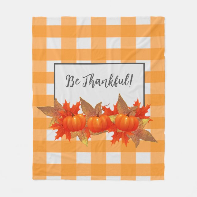 Couverture Polaire Orange Buffalo, Citrouille De Thanksgiving, Plaid (Devant)
