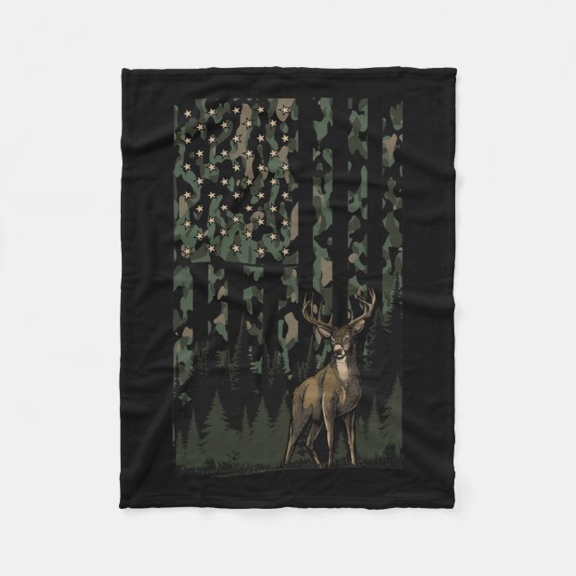 Couverture Polaire Orange Camo Deer Drapeau Américain Cadeaux De Chas (Devant)