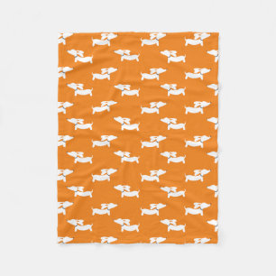 Couverture Polaire Orange Dancing Dachshunds Fleece Blanket Design