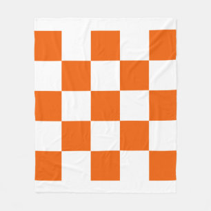 Couverture Polaire Orange et blanc Checkered