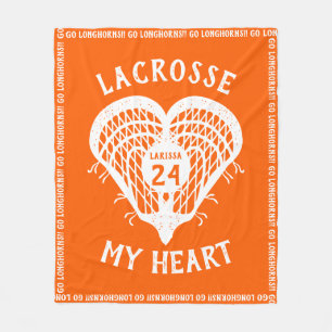 Couverture Polaire Orange Lacrosse Mon Coeur Fleece Blanket