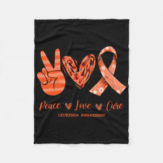 Couverture Polaire Orange Leopard Peace Love Cure Leukemia Sensibilis