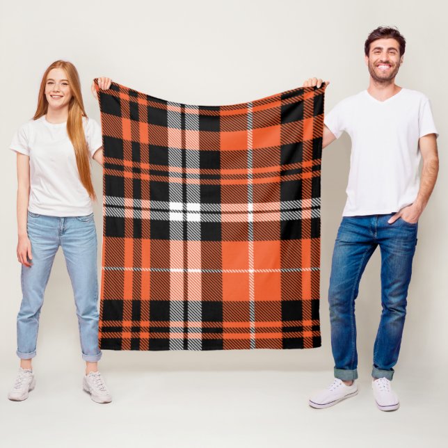 Couverture Polaire Orange noir blanc Buffle Plaid Russe Ferme (En situation)