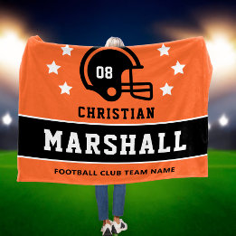 Couverture Polaire Orange Noir Maillot de Football Personnalisé Numér