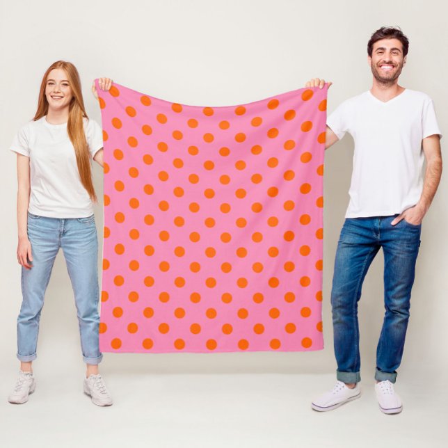 Couverture Polaire Orange On Rose Pois Design Motif (Créateur téléchargé)