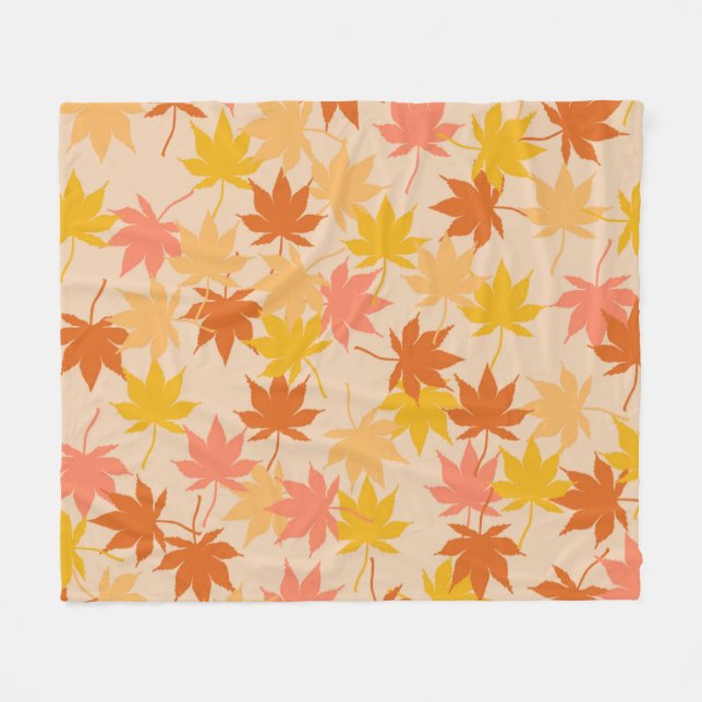 Couverture Polaire Orange Rustique Botanique Feuille Motif Automne (Devant (Horizontal))