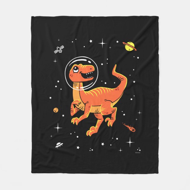 Couverture Polaire Orange Tyrannosaurus Dinos Dans L'Espace (Devant)