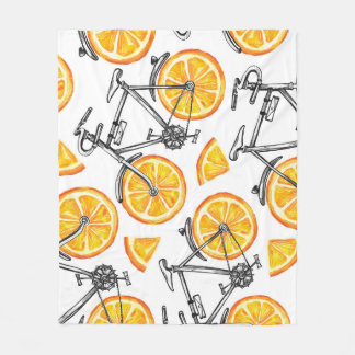 Couverture Polaire Oranges à bicyclette : Motif d'été d'aquarelle