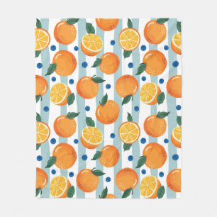 Couverture Polaire Oranges à rayures arrière - plan, motif d'été.