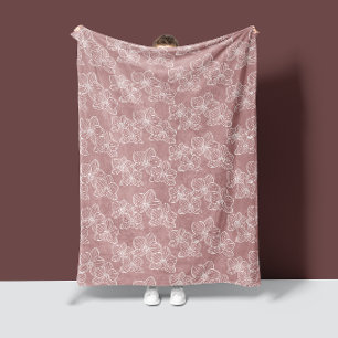 Couverture Polaire Orchidée Linéaire Floral Botanique Cosy Rose Pou