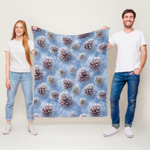 Couverture Polaire Oreiller à lancer Motif de Pinecones bleus congelé