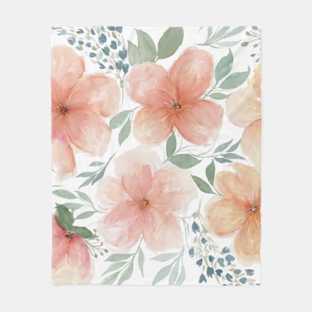 Couverture Polaire Oreillers à fleurs de pêche (Devant)