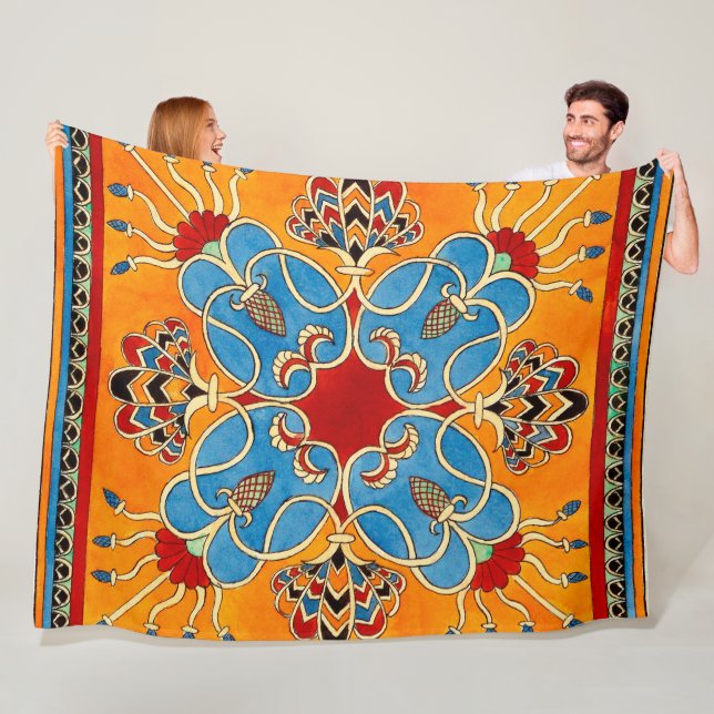 Couverture Polaire Ornement assyrien vintage (En situation)