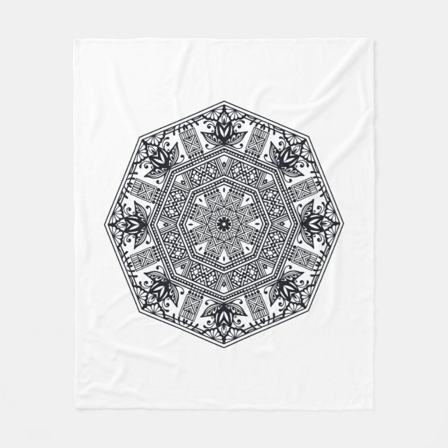 Couverture Polaire Ornement rond de mandala (Devant)