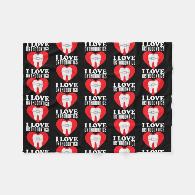 Couverture Polaire Orthodontiste Dentiste Dental I Love Orthodontique (Devant (Horizontal))