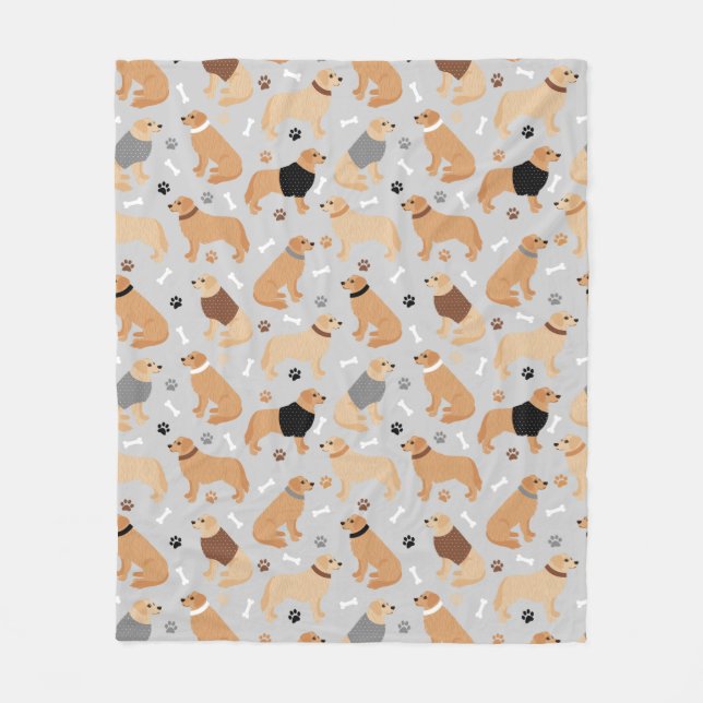 Couverture Polaire Os et pattes d'or Retriever Blanche polaire (Devant)