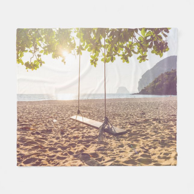 Couverture Polaire Oscillation sur la plage au coucher du soleil (Devant (Horizontal))