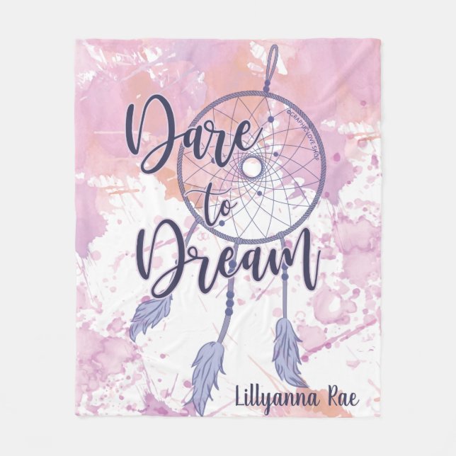 Couverture Polaire Oser rêver aquarelle Dreamcatcher Personnalisé (Devant)